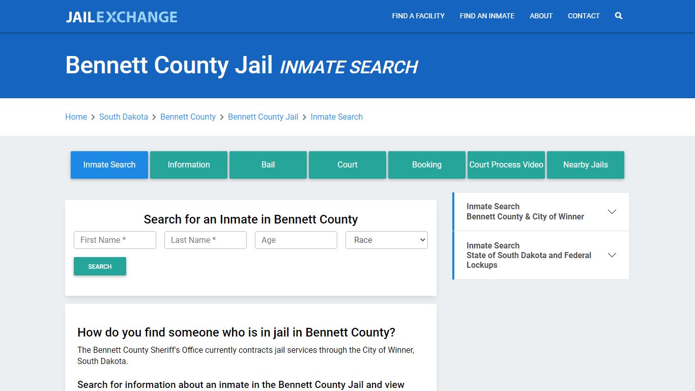 Bennett County Jail, SD Inmate Search: Roster & Mugshots